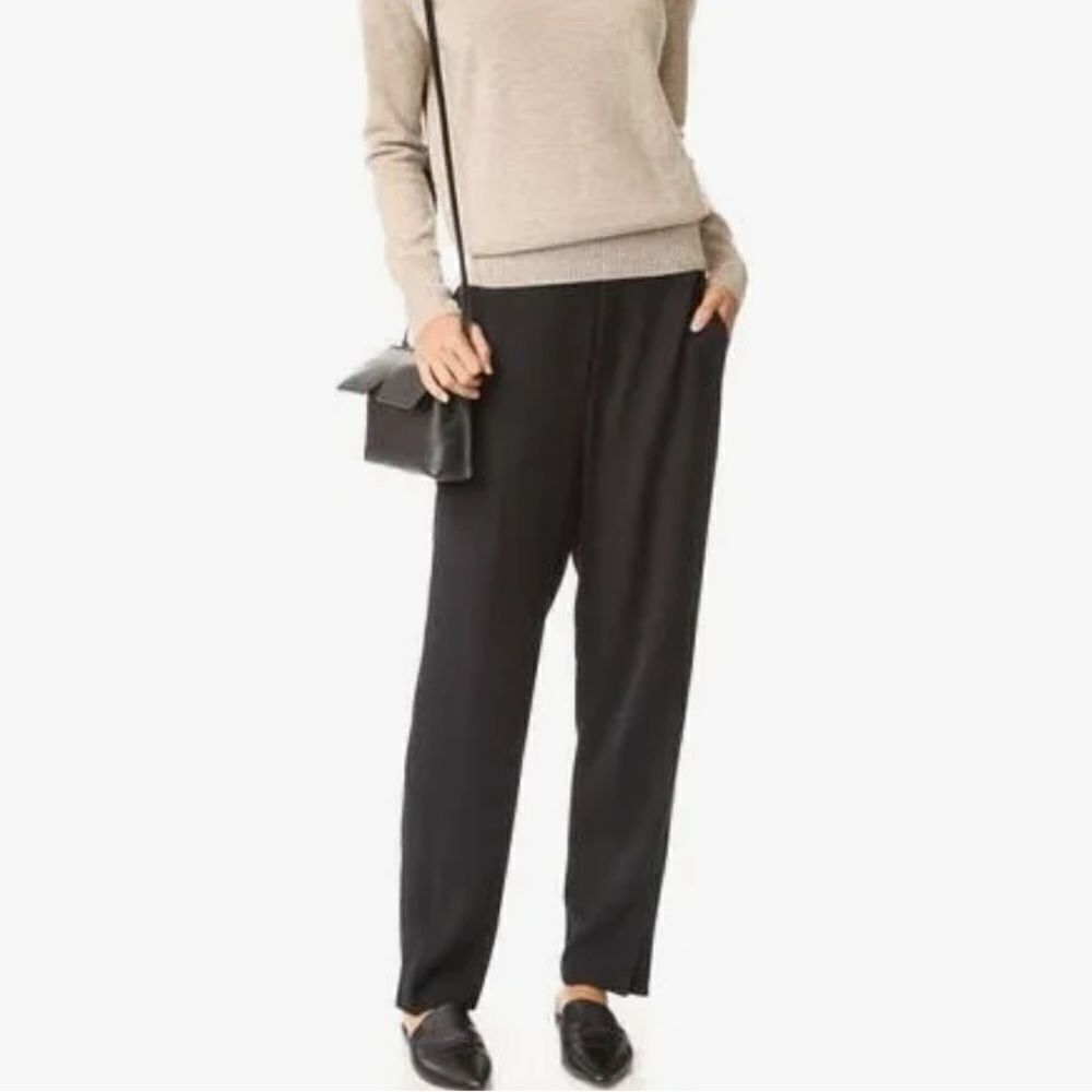 Vince Black Tapered Leg Elastic Waist Mid Rise Pants Size S